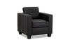 Black Leather Effect Boxy Shape Armchair Dark Wooden Feet