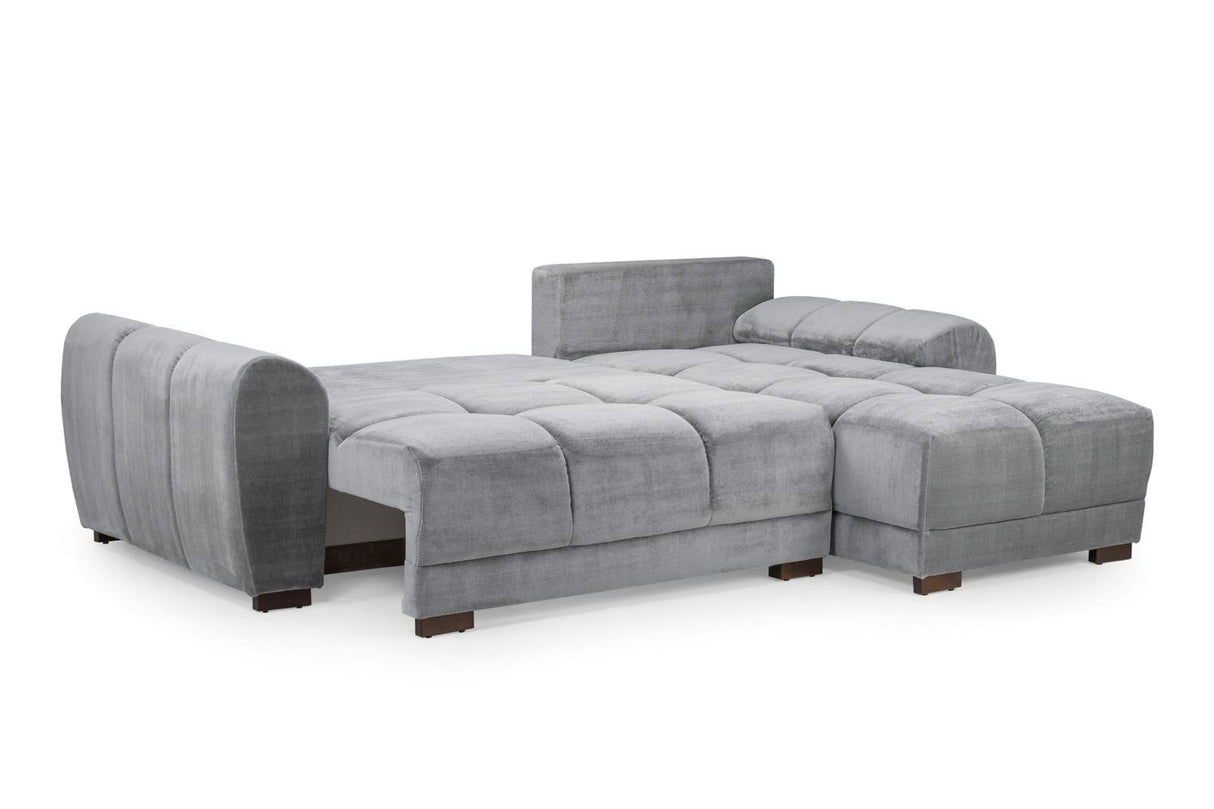 Grey Fabric Universal Corner Sofabed with Storage