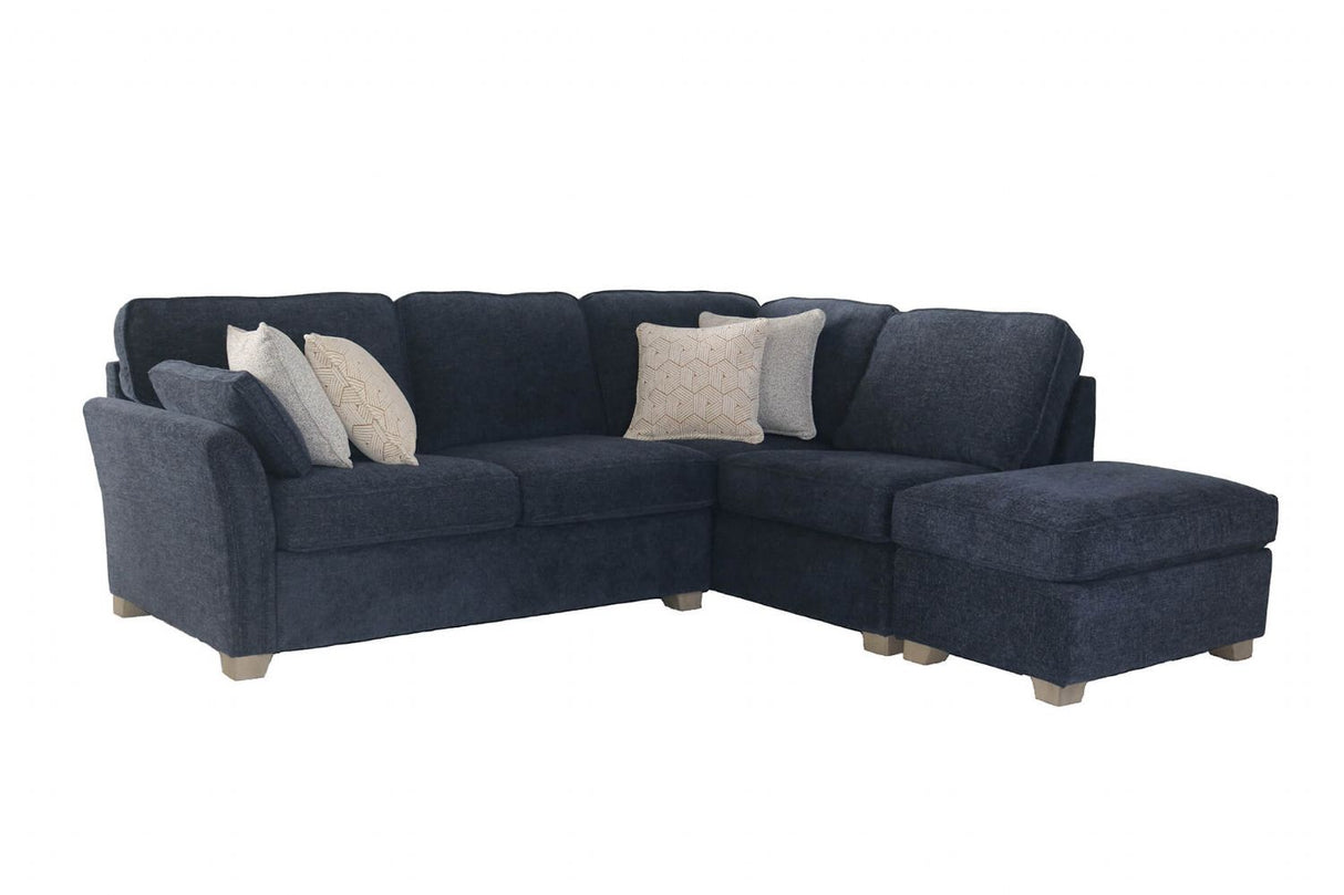 Navy Blue Fabric Right Hand Facing Corner Group Sofa