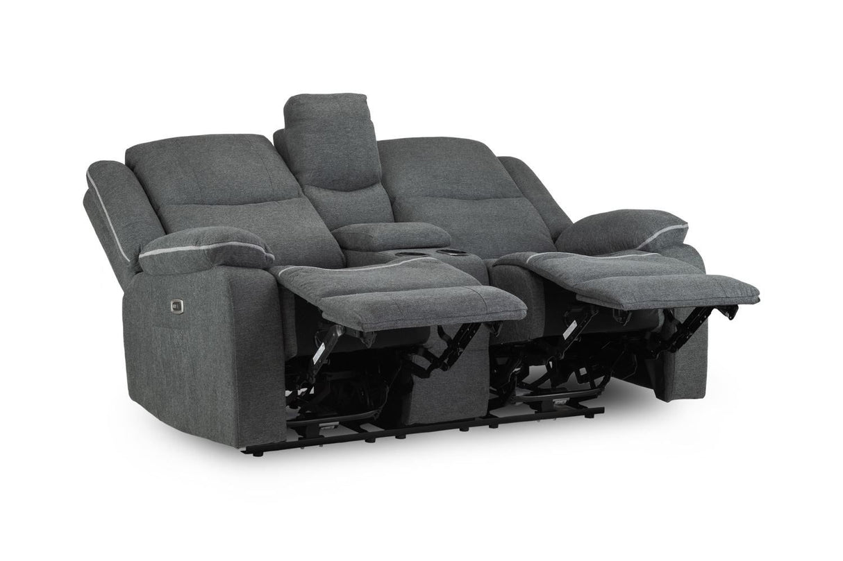 Graphite Fabric 2 Seater Electric Recliner Sofa