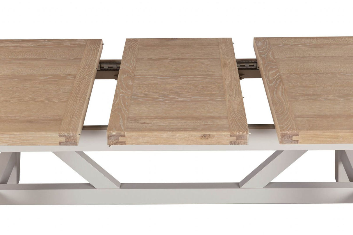 Taupe Wooden Oak Top Refectory Large Extending Dining Table