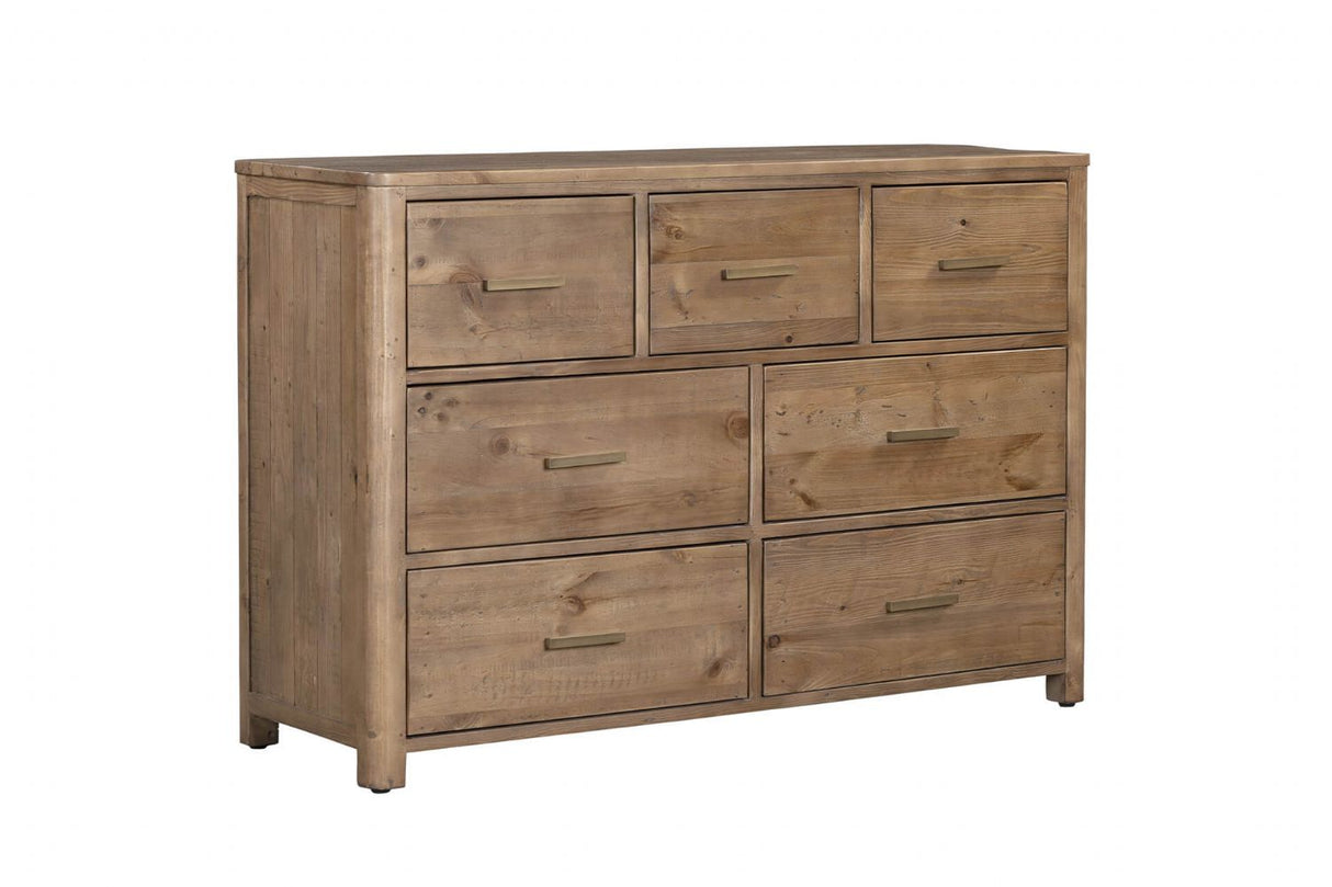 Rustic Wooden 3 Over 4 Drawer Dressing Chest
