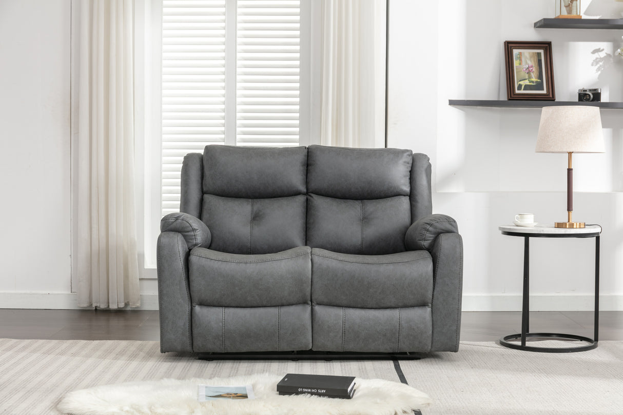 Belair 2 Seater With Manual Recliner Sofa - Grey