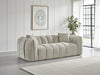 Beige Fabric Channel Tufted Design 3 Seater Sofa