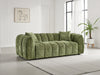 Olive Green Fabric Channel Tufted Design 3 Seater Sofa