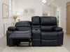 Black Leather 2 Seater Electric Recliner Sofa with Console