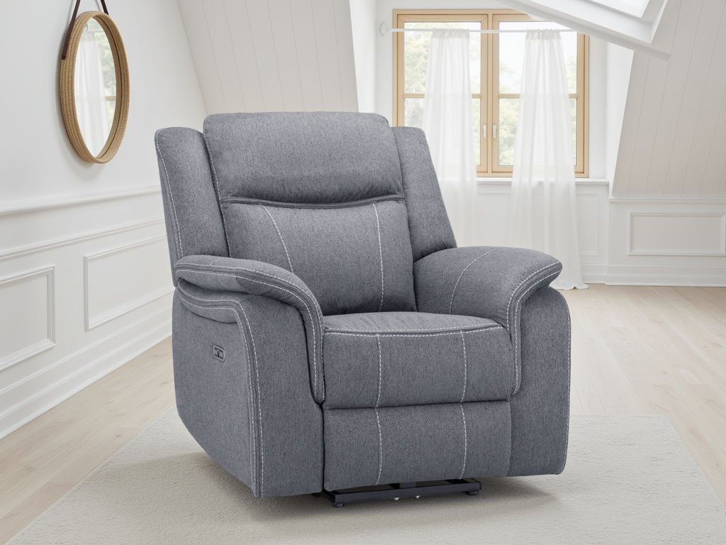 Galaxy Tech Electric Recliner Armchair Grey Fabric - Ready2Go Furniture
