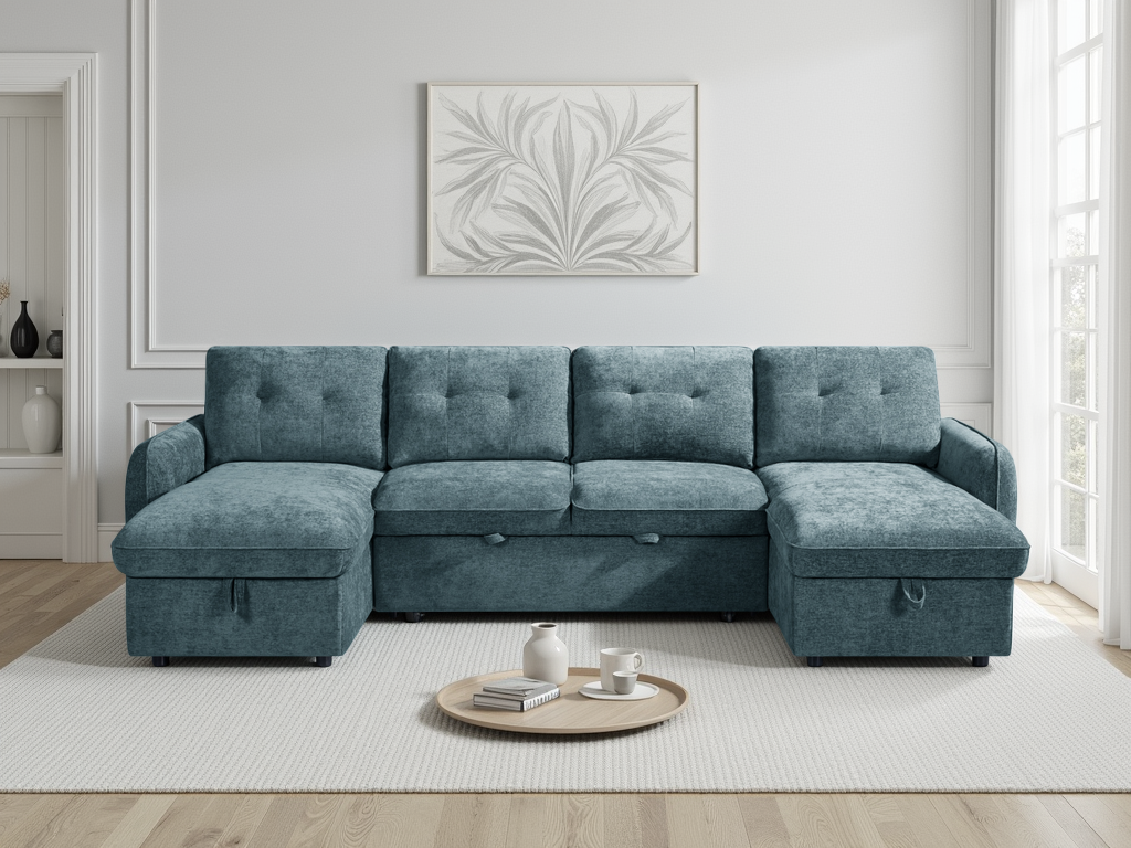 Moscow Sofabed Blue U Shape Corner - Ready2Go Furniture