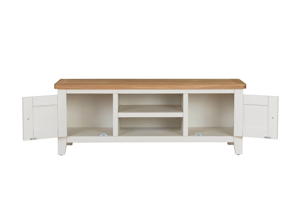 Cashmere Wooden 2 Door Large TV Unit Oak Top