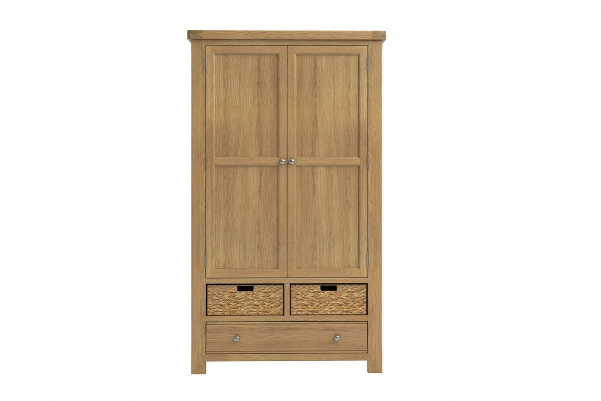 Natural Oak 2 Door 1 Drawer Large Full Shelving Larder