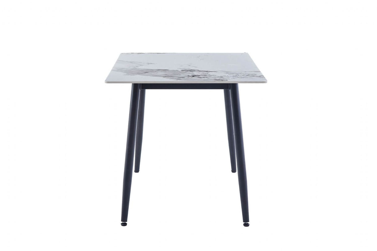 White Sintered Stone Top 1.6m Large Dining Table Black Legs