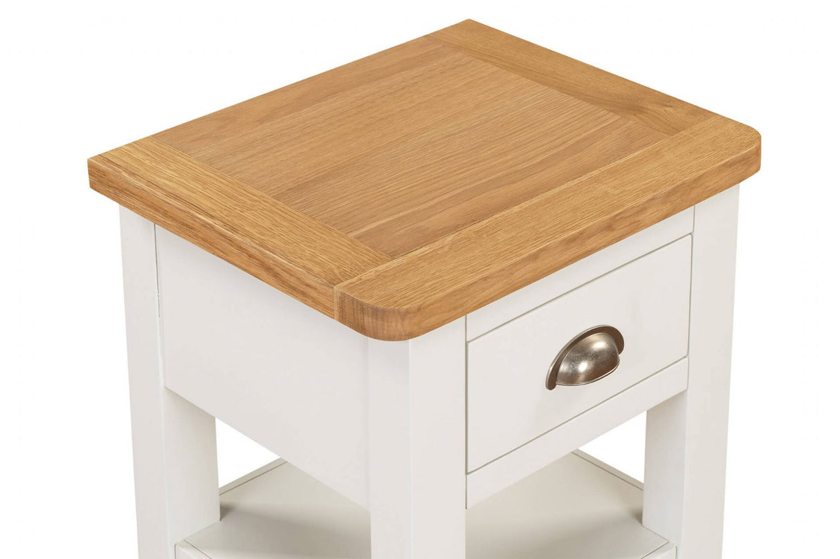Cashmere Wooden 1 Drawer Lamp Table with Oak Top
