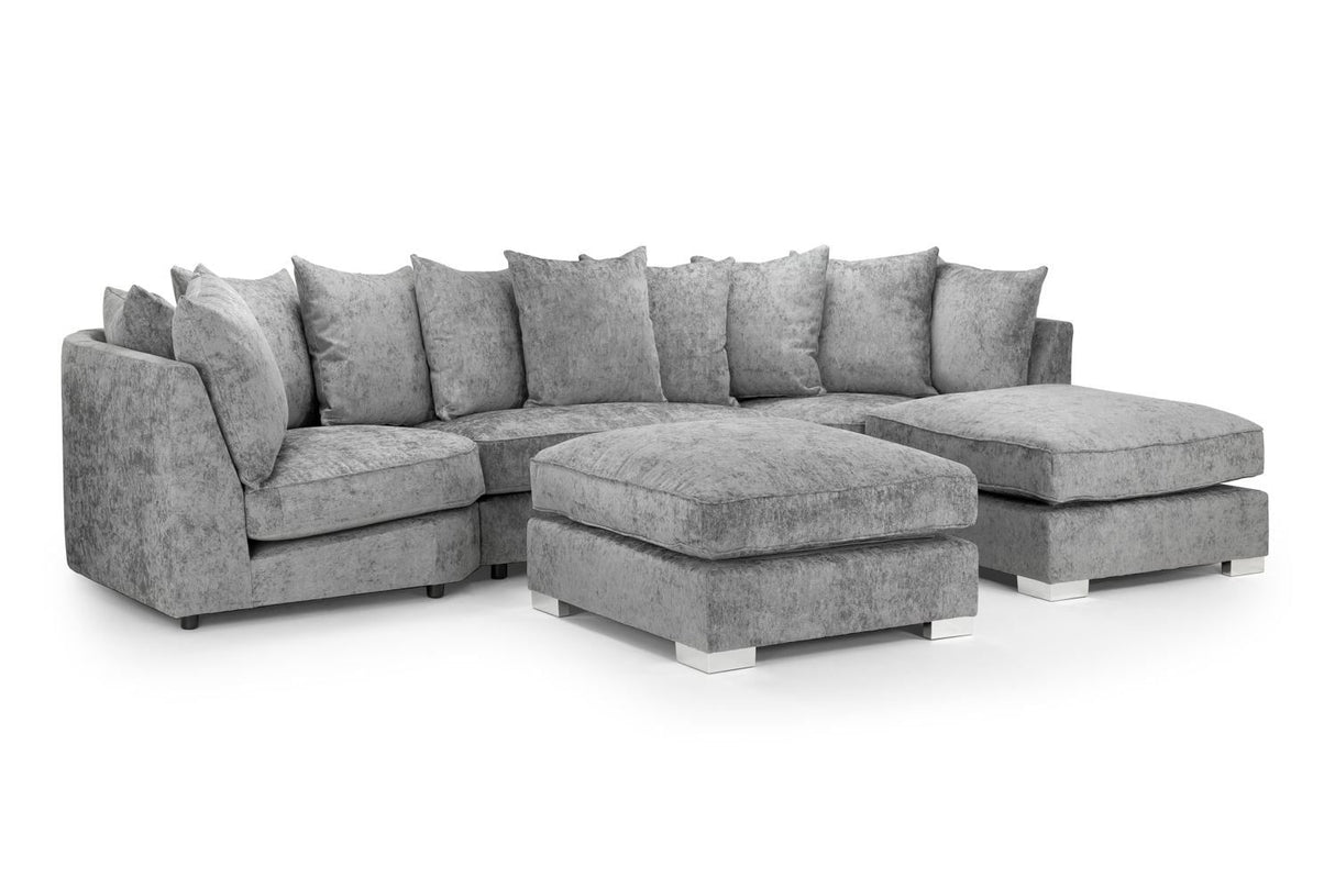 Platinum Fabric Scatterback Corner U Shape Sofa