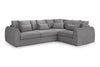 Grey Velvet Corner Group Sofa Right Hand Facing