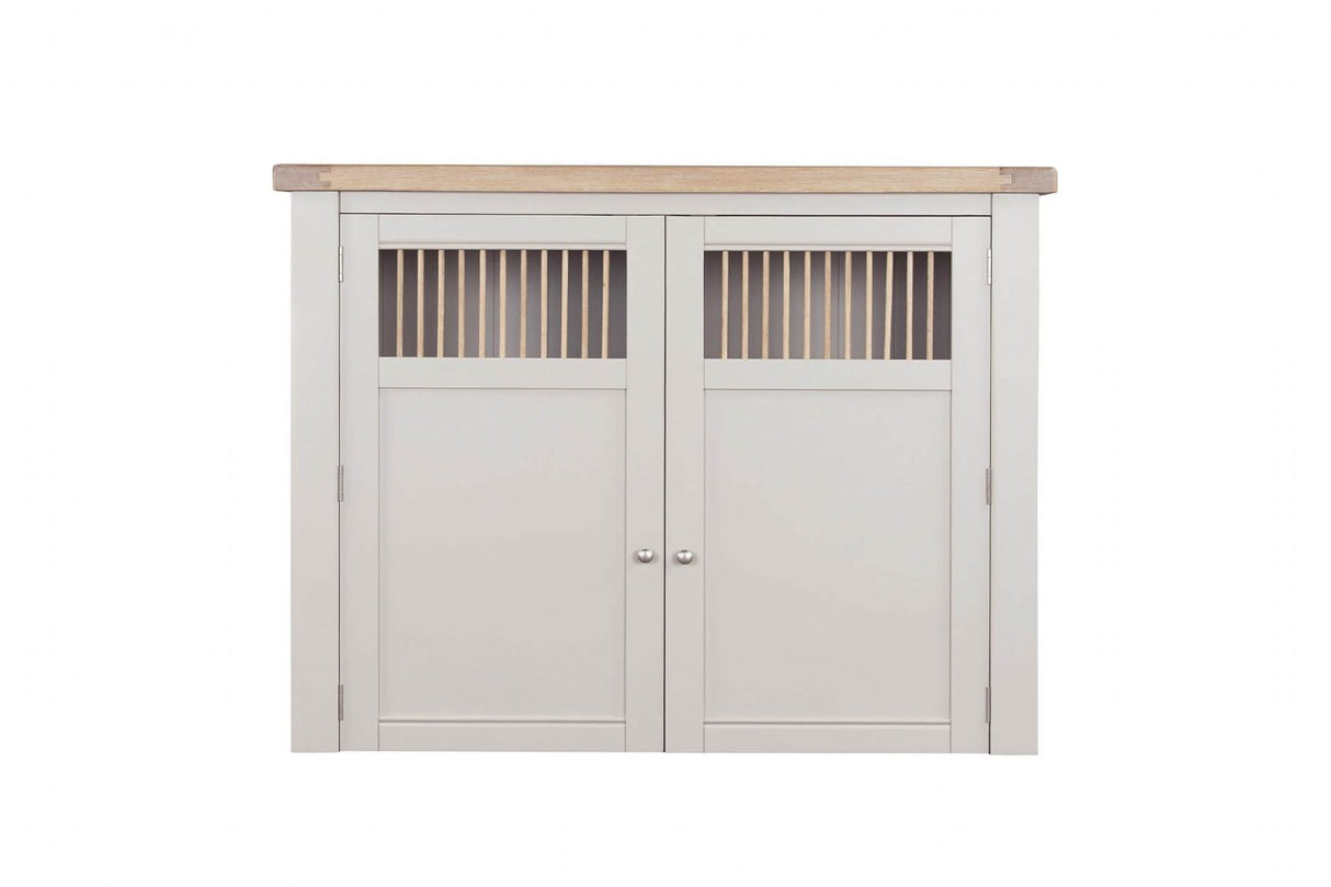 Taupe Wooden Larder Hutch Storage Washed Oak Top