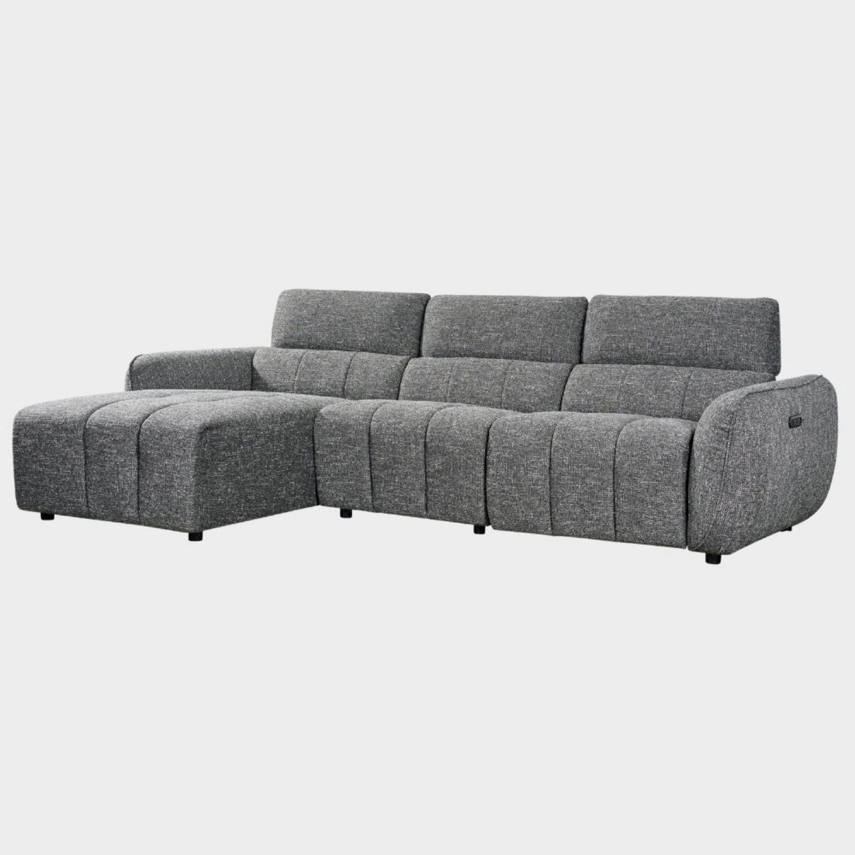 Charcoal Fabric Electric Recliner Corner Sofa Left Hand Facing