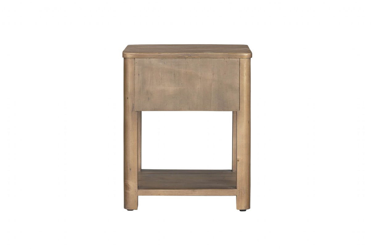 Rustic Pine Wood 1 Drawer Bedside Table