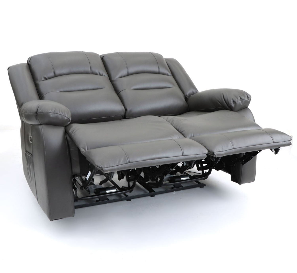 Grey Leather Effect 2 Seater Electric Recliner Sofa