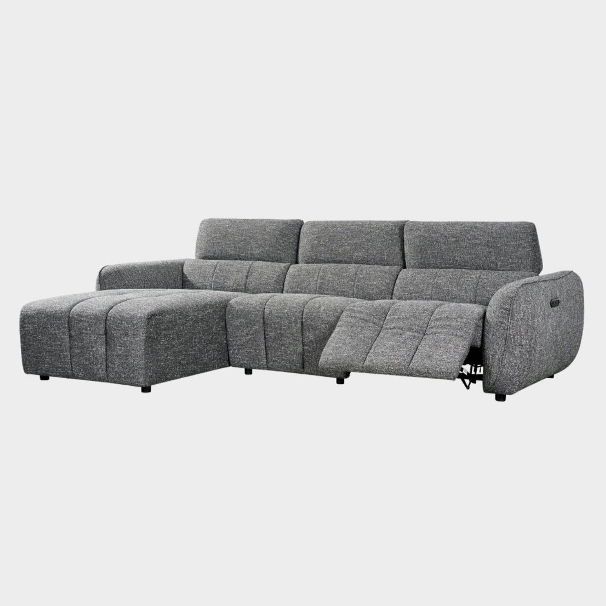 Charcoal Fabric Electric Recliner Corner Sofa Left Hand Facing