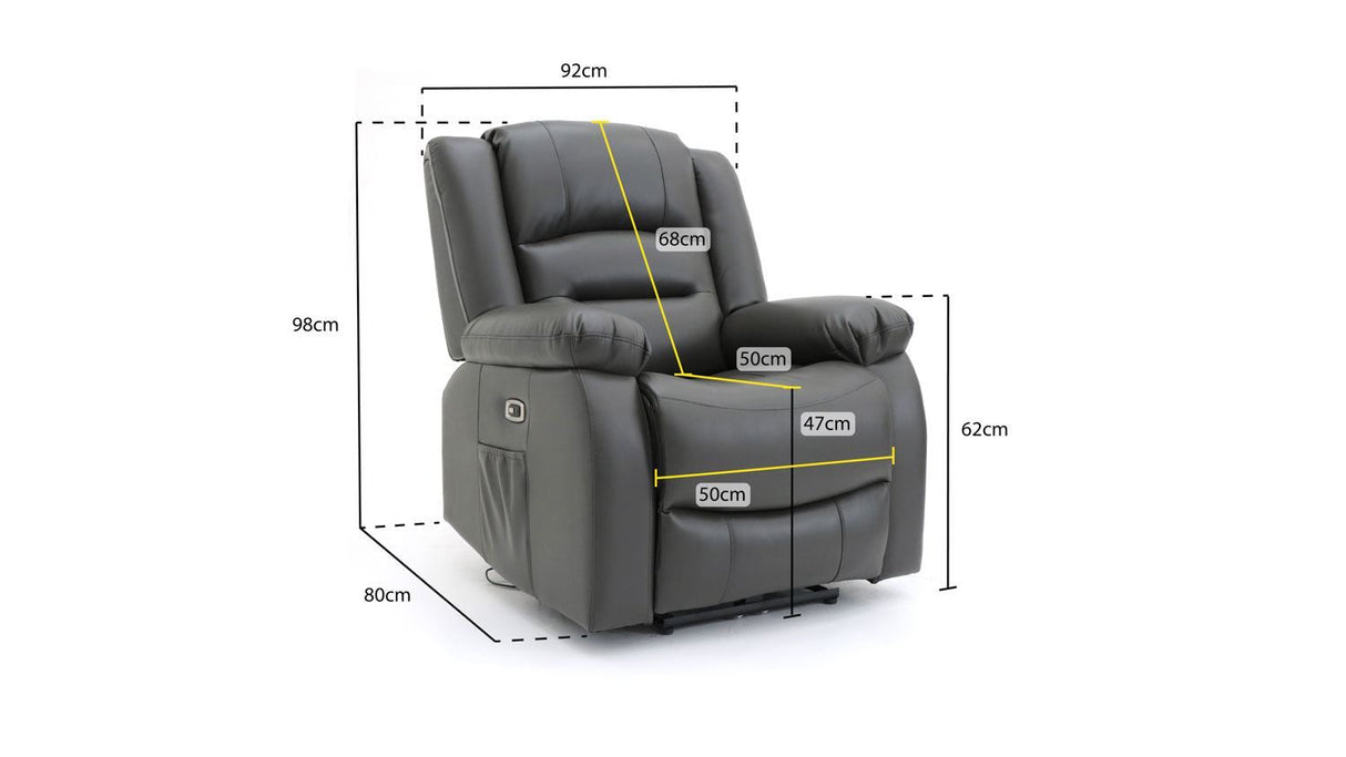 Grey Leather Effect Electric Recliner Armchair