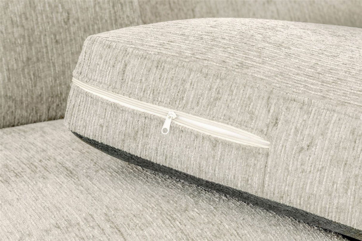 Beige Chenille Fabric Standard Back 3 Seater Sofa