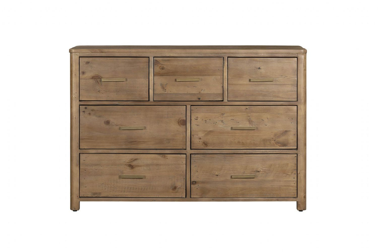 Rustic Wooden 3 Over 4 Drawer Dressing Chest
