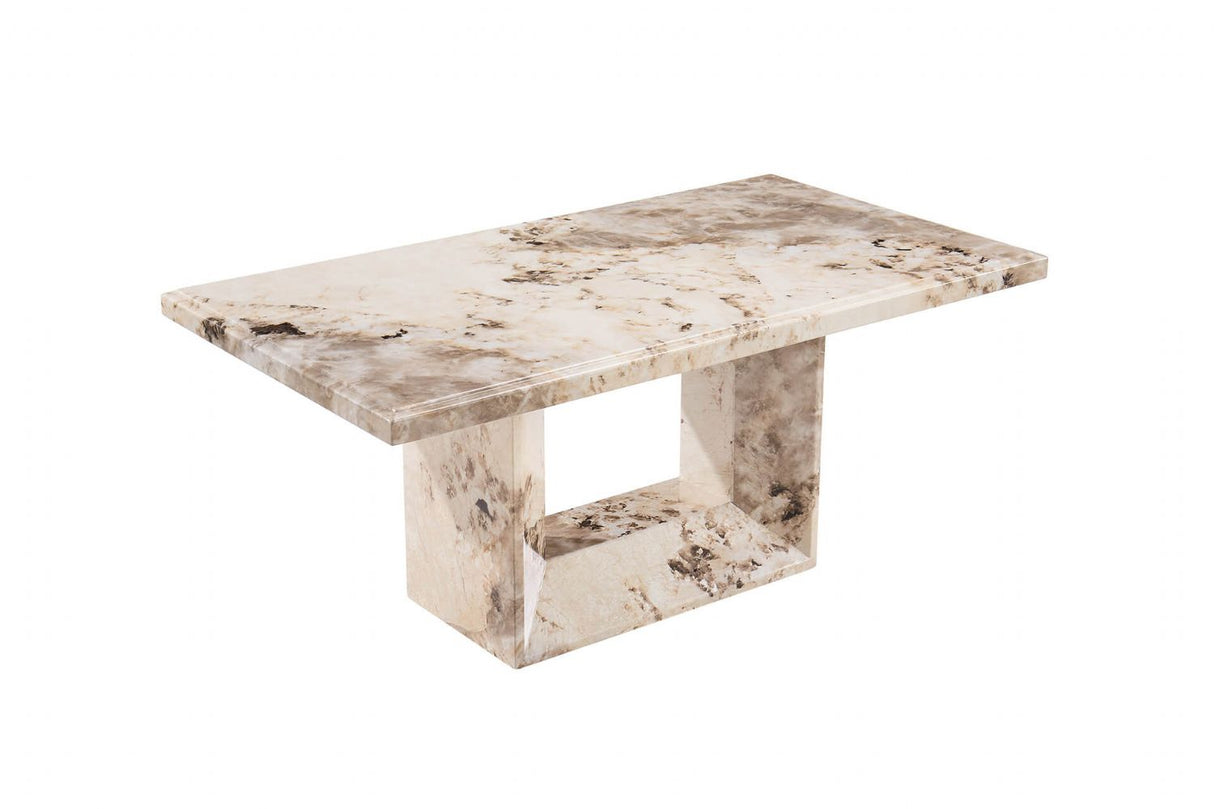 Mocha High Gloss Marble Rectangular Coffee Table