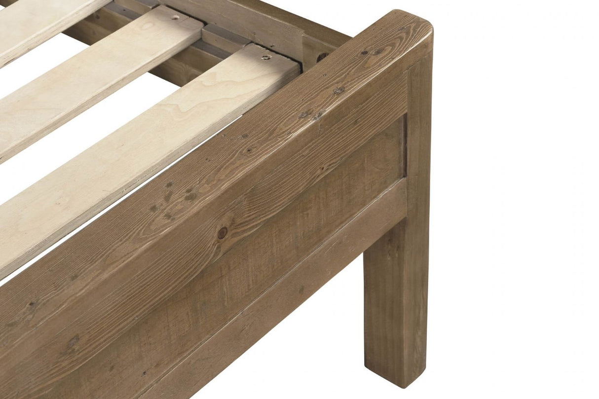 Rustic Pine Wooden King Size Bed Frame with Solid Legs