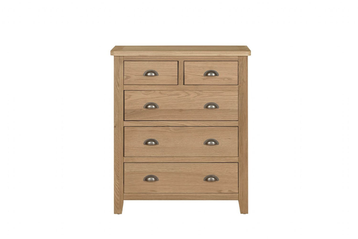 Natural Oak Tall 2 Over 3 Chest of Drawers