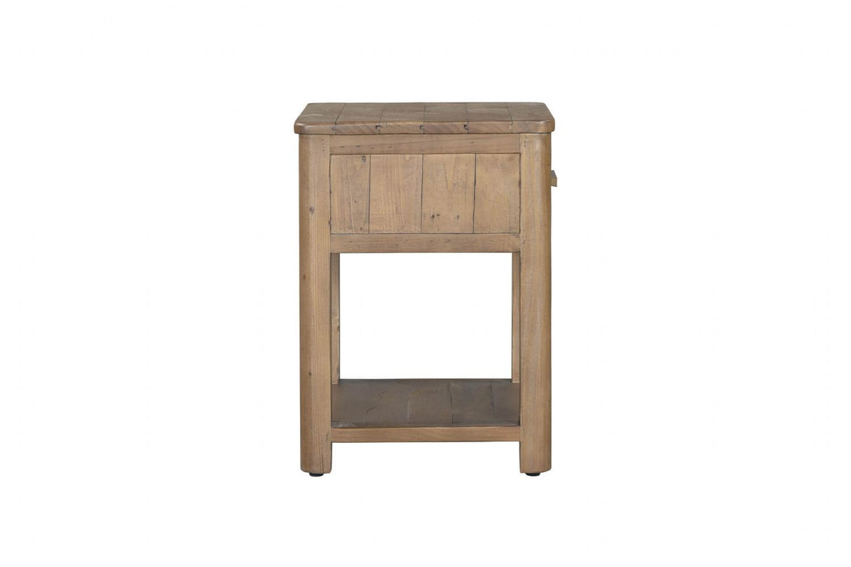 Rustic Pine Wood 1 Drawer Bedside Table