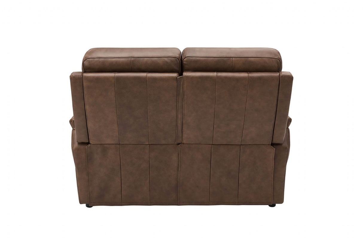 Brown Leather Upholstered 2 Seater Sofa