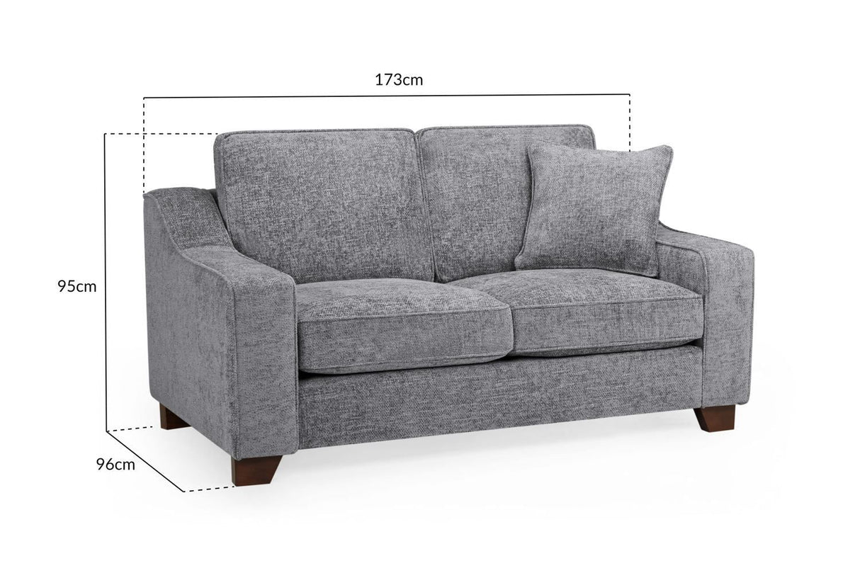 Slate Grey Fabric 2 Seater Sofa Walnut Wooden Feet