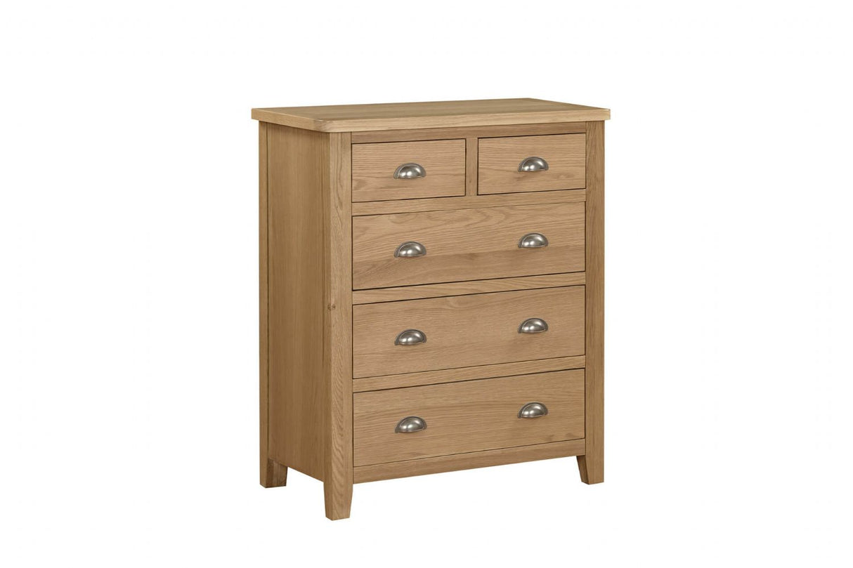 Natural Oak Tall 2 Over 3 Chest of Drawers