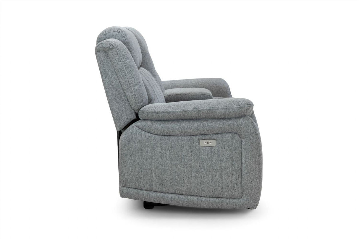 Grey Fabric 2 Seater Electric Recliner Sofa Pillow Top Arm