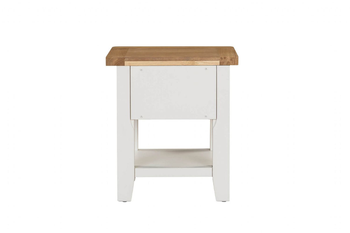 Cashmere Wooden 1 Drawer Lamp Table with Oak Top
