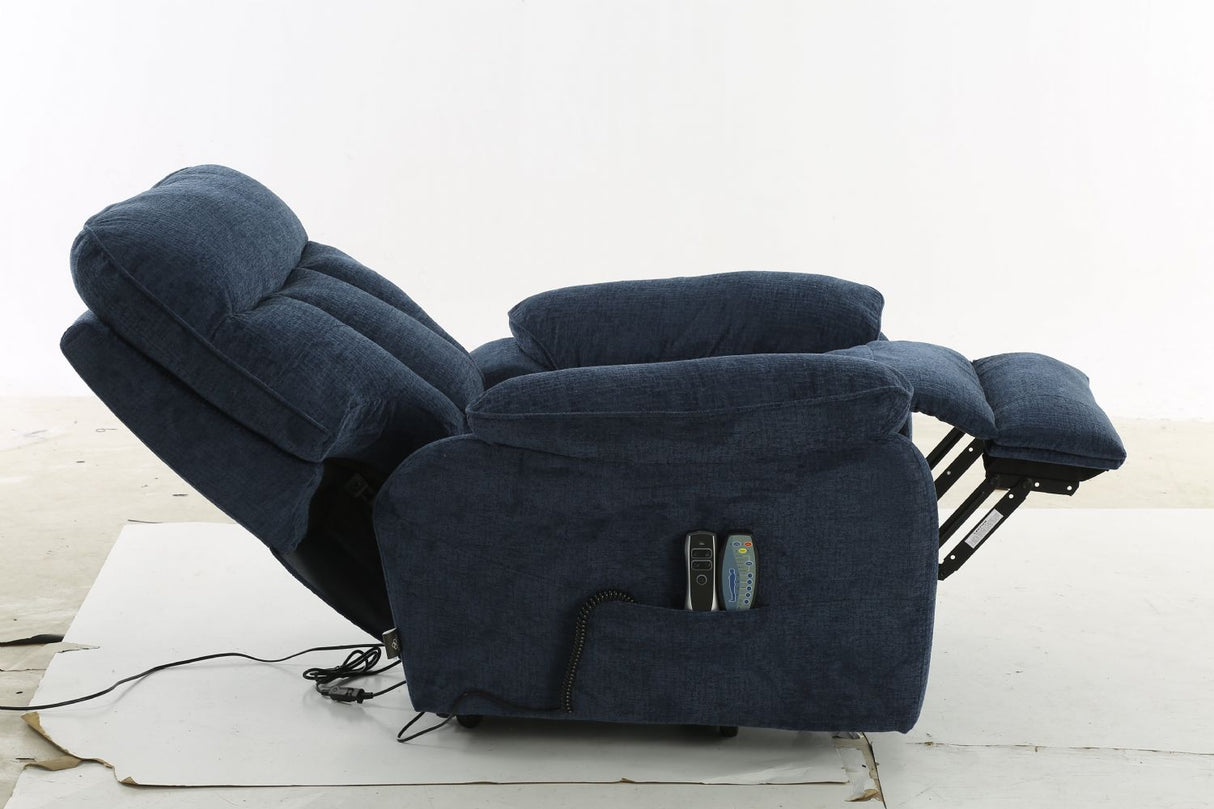 Blue Fabric Electric Rise and Recliner Massage Chair