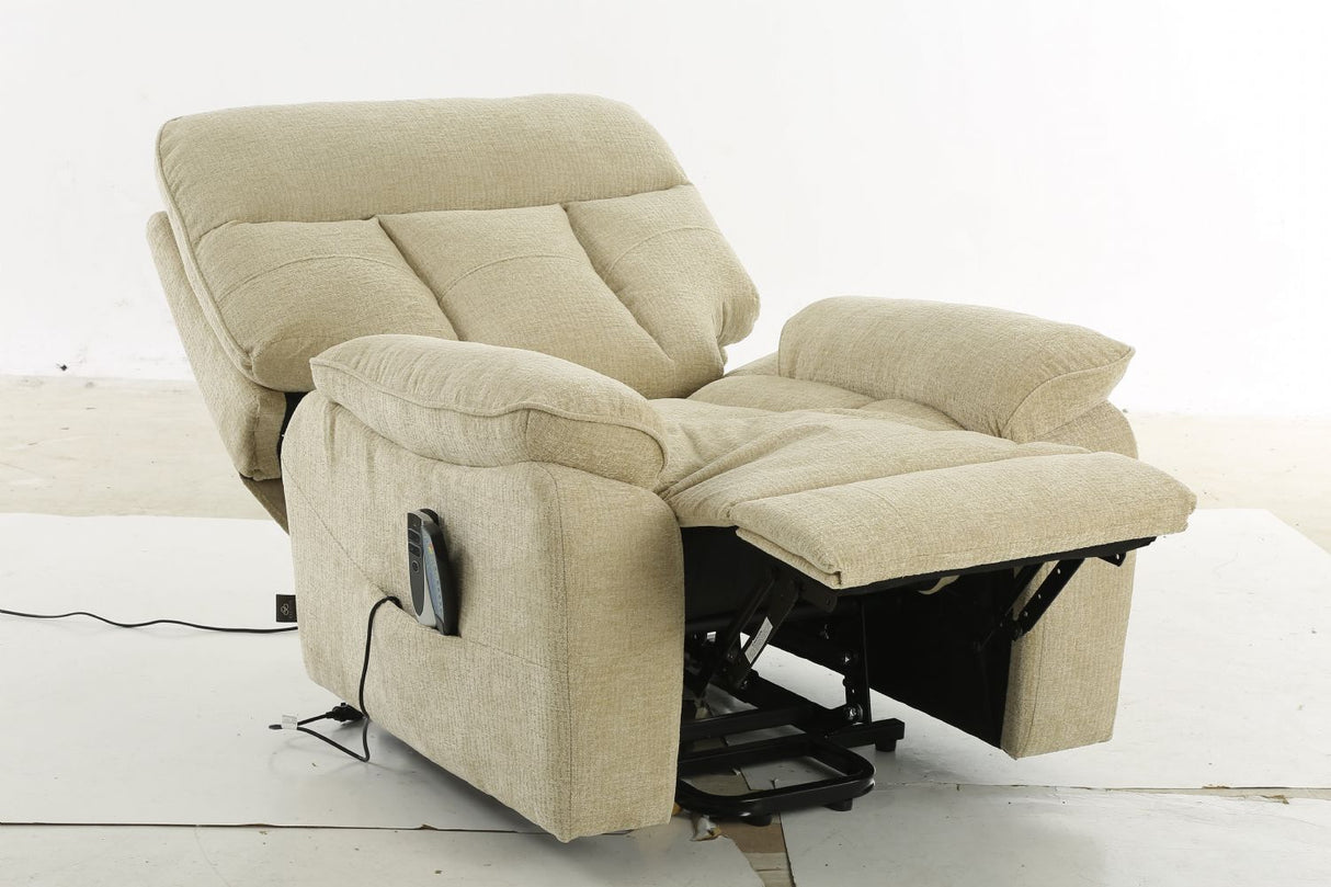 Beige Fabric Electric Rise and Recliner Massage Chair