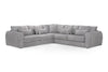 Grey Fabric Upholstered Large Corner Group Sofa Curved Arms