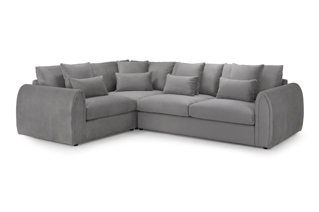 Grey Fabric Pillow Back Corner Sofa Left Hand Facing
