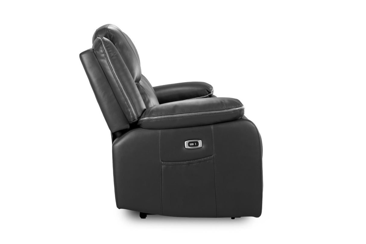 Black Leather High Back 3 Seater Electric Recliner Sofa