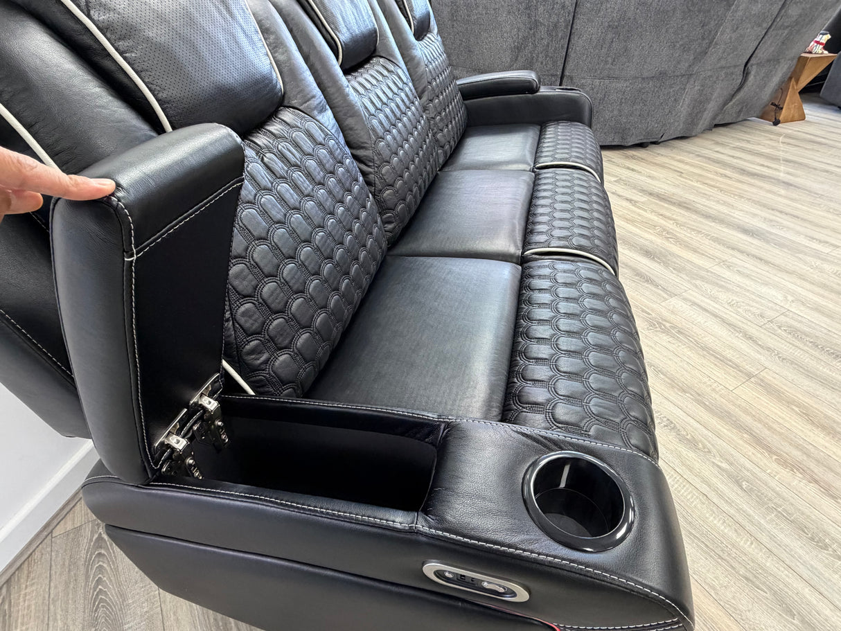 Madrid Leather Electric Recliner Sofa Set With Cupholders and Speakers – 3+2 Seater Sofa Set
