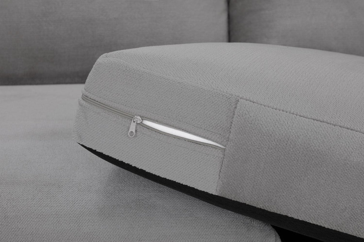 Grey Fabric Upholstered Large Corner Group Sofa Curved Arms
