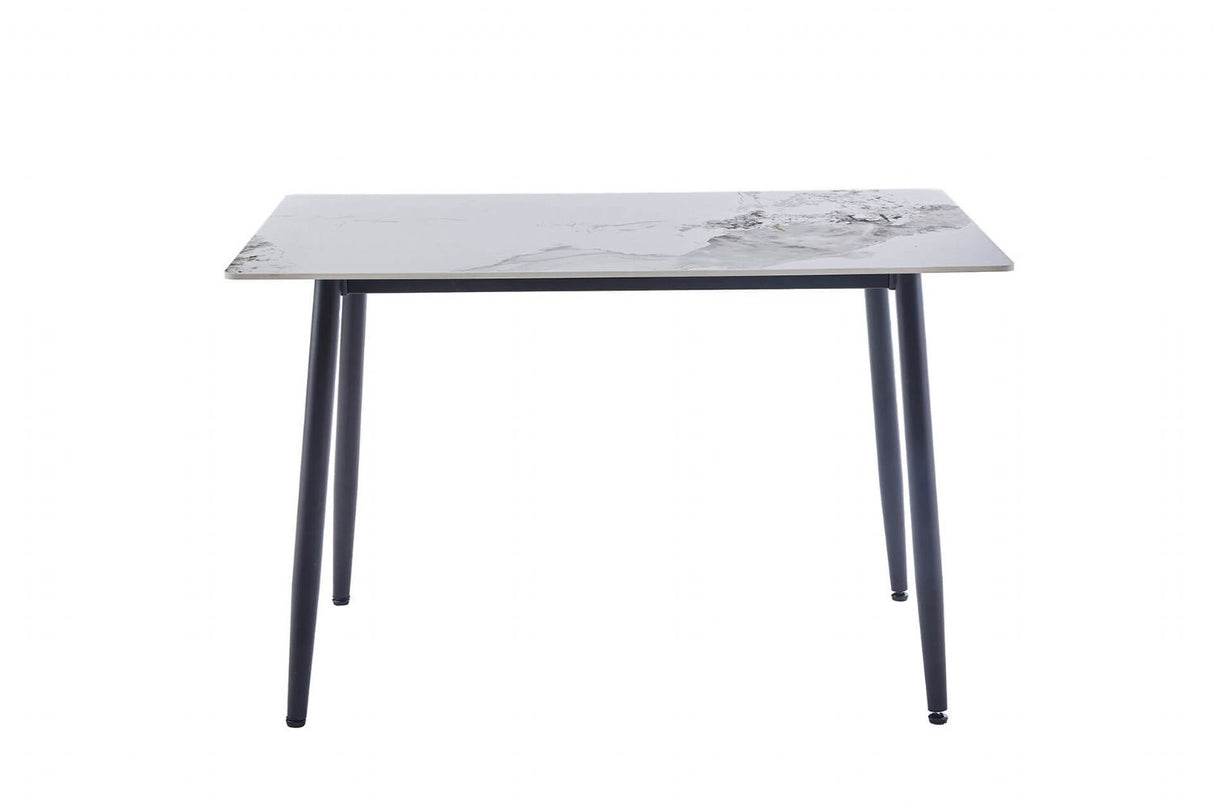 White Sintered Stone Top 1.2m Dining Table with Metal Legs