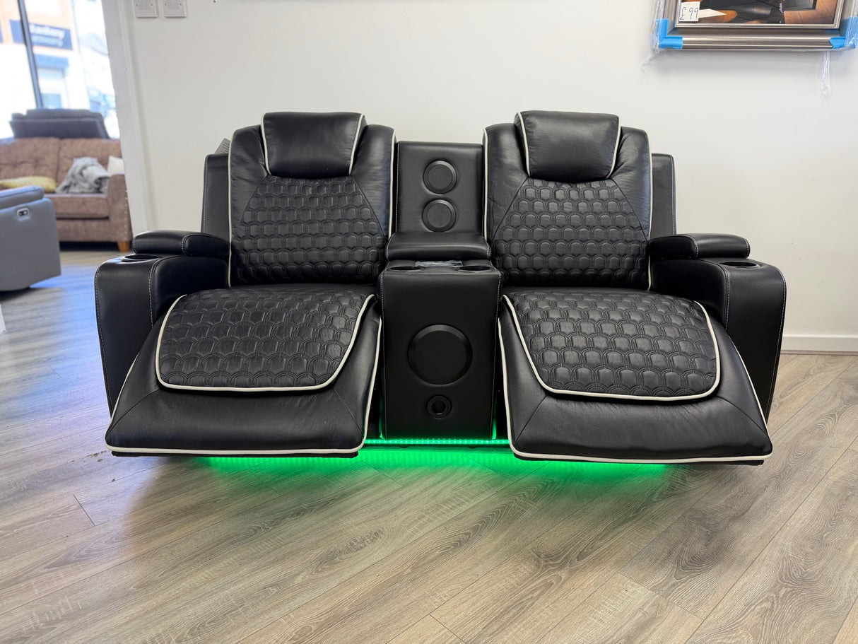 Madrid Leather Electric Recliner Sofa Set With Cupholders and Speakers – 3+2 Seater Sofa Set