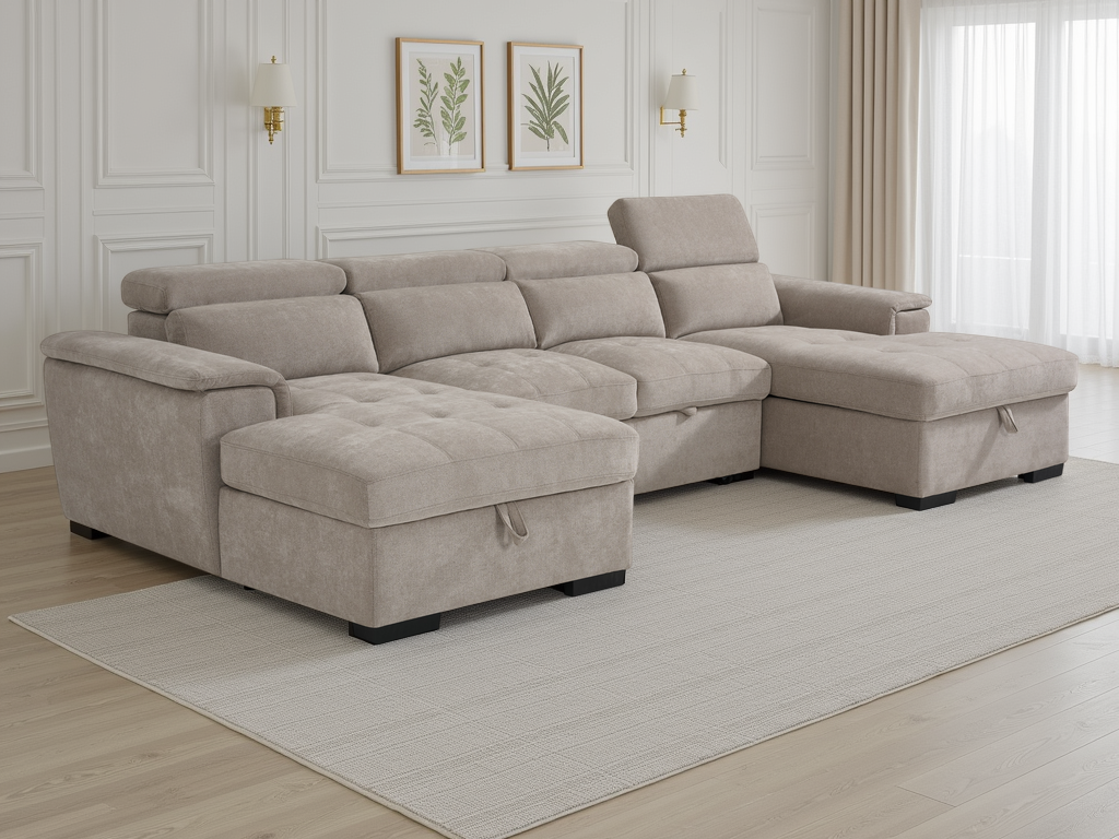 Alaya Sofabed Beige U Shape Corner - Ready2Go Furniture
