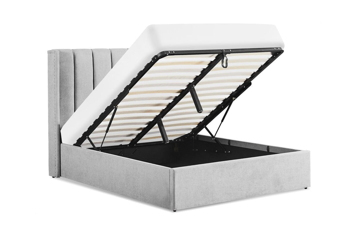 Grey Fabric Double Ottoman Bed Frame