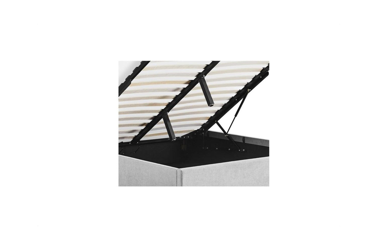 Grey Fabric Double Ottoman Bed Frame