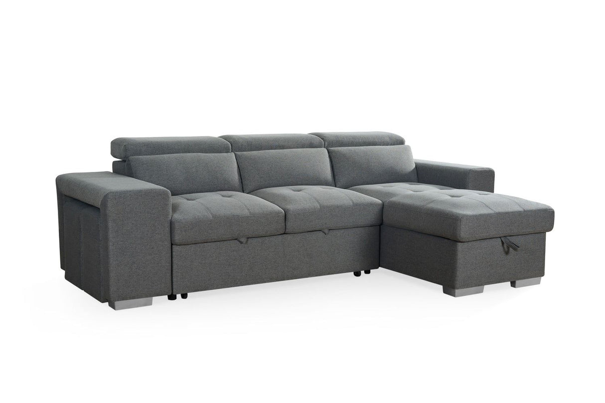 Grey Fabric Universal Corner Sofabed with Storage