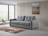 Grey Textured Fabric 3 Seater Sofabed with Tufted Arms