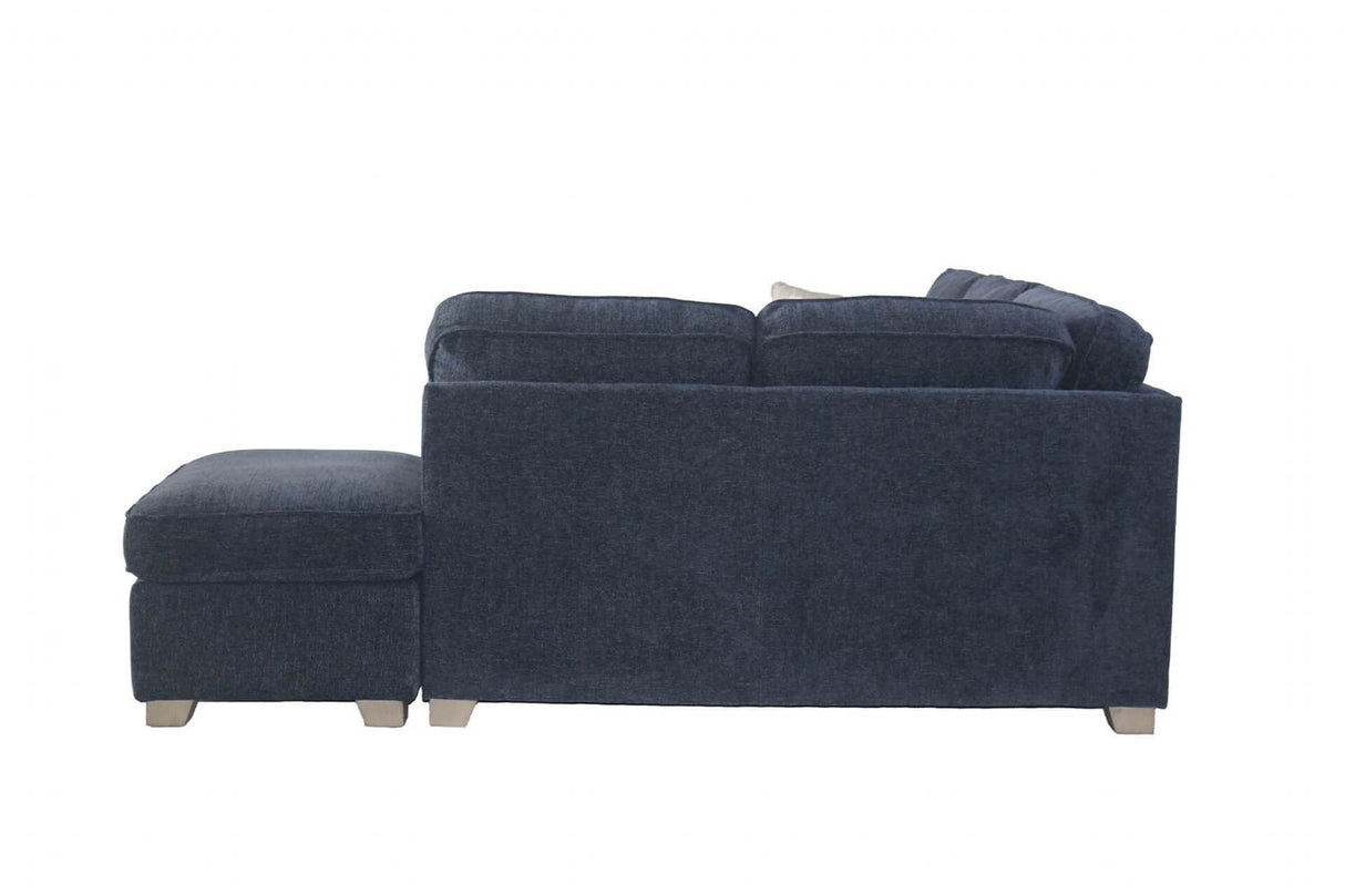 Navy Blue Fabric Right Hand Facing Corner Group Sofa